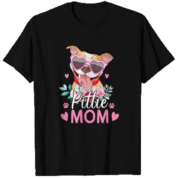 Discover Bully Cute Pittie Mom Sunglasses Flower For Pitbull Lovers Owner Pitbull Dog T-Shirts