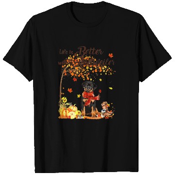 Discover Dog Rottweiler Maple Tree Thanksgiving Day Cute Dog Fall T-Shirts
