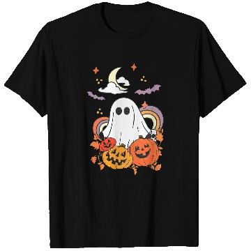 Discover vintages Rainbow Boo ghosts Witch Bat Pumpkin Halloween 217 T-Shirts