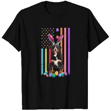 Discover Easter Day American Eggs Flag Bernese Mountain Dog Funny T-Shirts