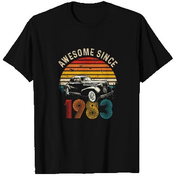 Discover vintages Classic Car 40th Birthday Awesome Since 1983 T-Shirts
