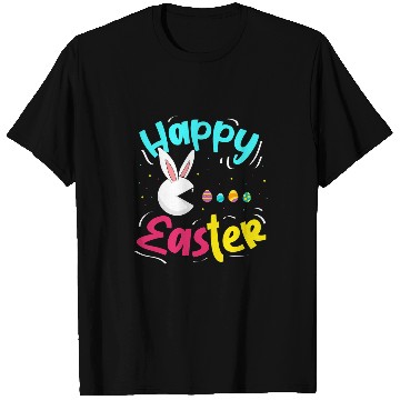 Discover Rabbits Happy Easter Cute Rabbit Eating Easter Eggs Easter Sunday T-Shirts