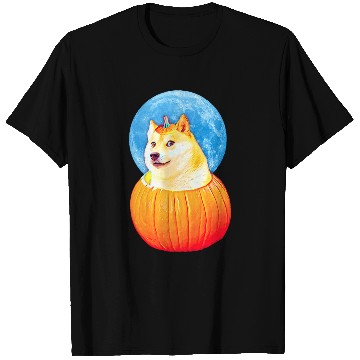Discover Dog Shiba Inu Halloween Dogecoin Cryptocurrency To the Moon Shiba Inu Meme 371 T-Shirts