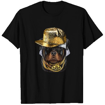 Discover Dog Rottweiler wearing Hip Hop Rapper Cap T-Shirts