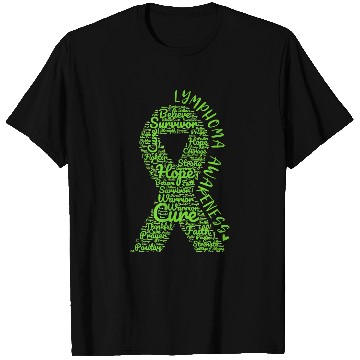 Discover Lymphoma Awareness Lime Green Ribbon With Positive Words T-Shirts