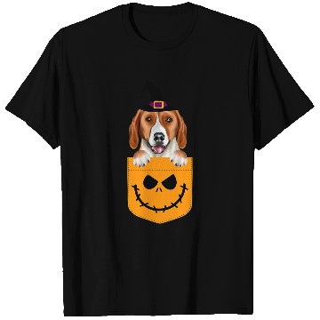 Discover Halloween Pocket American Foxhound Scary Jack O Lantern T-Shirts