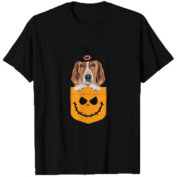 Discover Halloween Pocket English Foxhound Scary Jack O Lantern T-Shirts