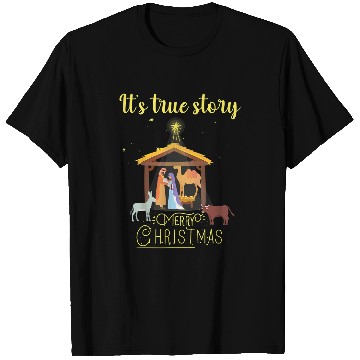 Discover Merry Christmas Nativity Scene North Star True Story500 T-Shirts