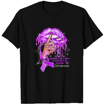 Discover Lupus Warrior Dripping Lips Butterflies Women Lupus Awareness T-Shirts