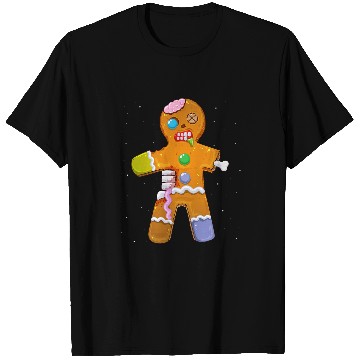 Discover Zombie Christmas Gingerbread Man Scary xmass Krampus Cookie T-Shirts