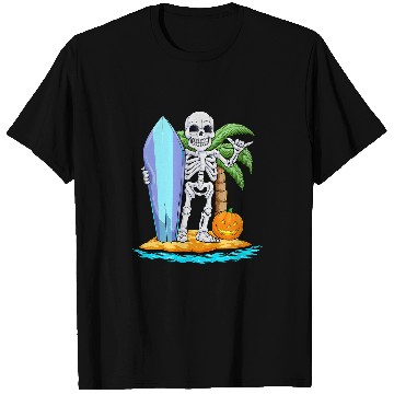 Discover Skeletons Skulls Surfing Halloween Jack O Lantern Pumpkin Surfer Skull T-Shirts