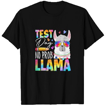 Discover Retro Test Day No Prob Llama Teacher Student Exam Test Day T-Shirts