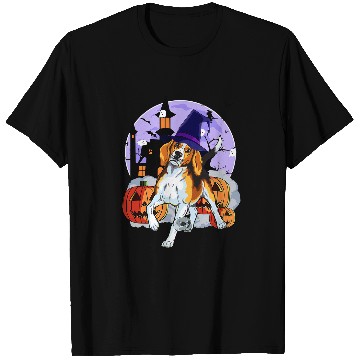 Discover Funny Foxhound Dog Halloween Witch Pumpkin T-Shirts