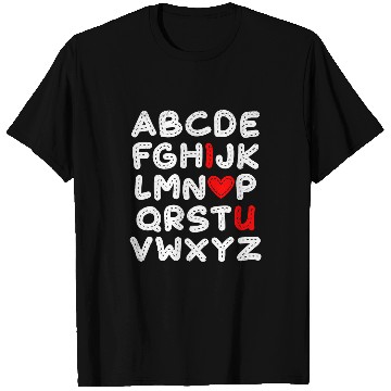Discover ABC Chalk Alphabet I Love You English Teacher Valentines Day 7 T-Shirts