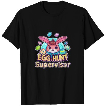 Discover Funny Easter Egg Hunt Supervisor Dad Mom Kid Party T-Shirts