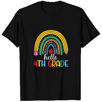 Discover Fourth Grade Team Hello 4th Grade Teacher Rainbow T-Shirts