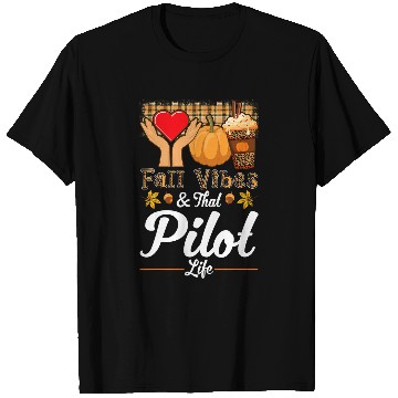 Discover Fall Vibes Pilot Life Pumpkin Spice Latte Coffee Leopard T-Shirts