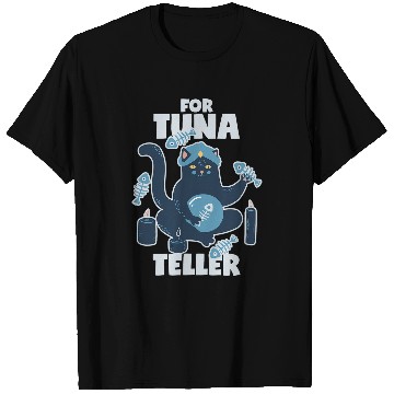 Discover Fortune Teller Cat with Tuna Fortunateller Pun T-Shirts