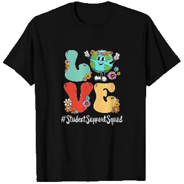 Discover Retro Love World Earth Day Student Support Squad T-Shirts