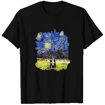 Discover Starry Night Impressionist Dog Art Bernese Mountain T-Shirts