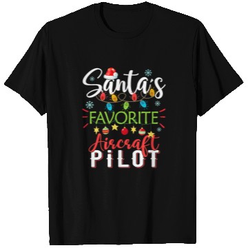Discover Santas Favorite Aircraft Pilot Light Santa Hat Christmas T-Shirts