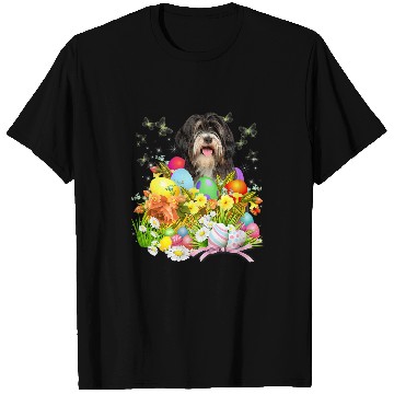 Discover Tibetan Terrier Bunny Dog With Easter Eggs Basket Cool T-Shirts