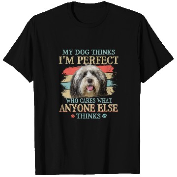 Discover My Dog Thinks Im Perfect Tibetan Terrier Dog Retro Style T-Shirts