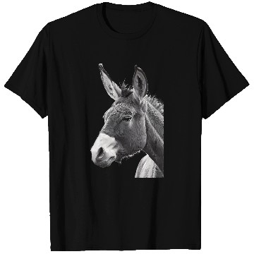 Discover Donkey White and Black Portrait T-Shirts