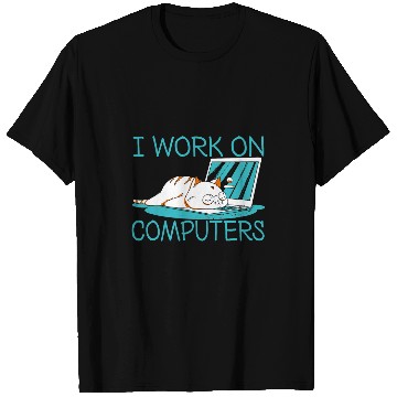 Discover Funny I Work On Computers Coder Software Sloth Programmer T-Shirts
