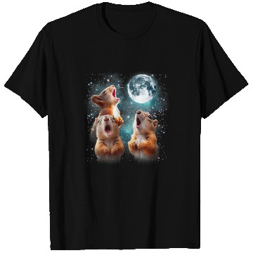 Discover 3 Squirrel Moon Howling Squirrel Head Funny For Men Women T-Shirts