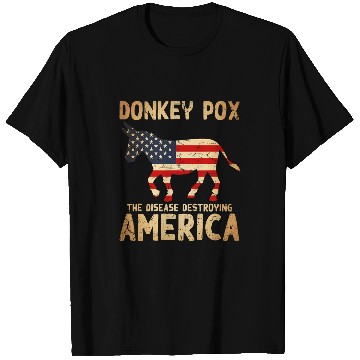 Discover donkey pox  disease destroying america usa flag T-Shirts