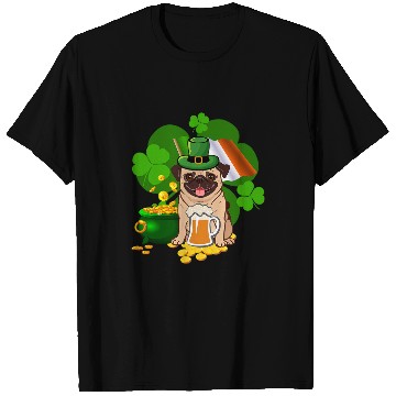 Discover Pug Lover Drinking Beer St Patricks Day Ireland Flag Drinking Pugs Dog T-Shirts