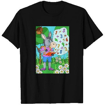 Discover Donkey reading a math book T-Shirts