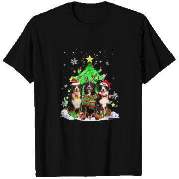 Discover Santa Bernese Mountain Dog Squad Christmas Tree Lights T-Shirts