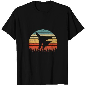 Discover Pilot Fighter Jet Retro Sunset T-Shirts