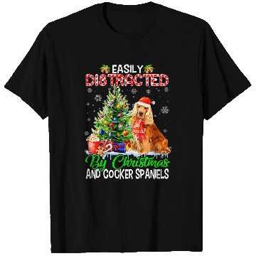 Discover Dog Cocker Spaniel Easily Distracted By Christmas Cocker Spaniel Lover Santa T-Shirts