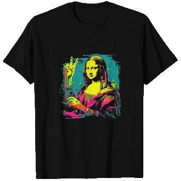 Discover Funny Mona Lisa Cool Retro Y2K EDM Mona Lisa Peace Sign T-Shirts