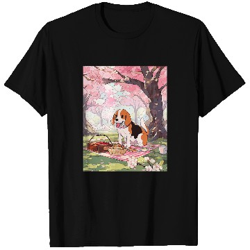 Discover Beagle Cherry Blossom Funny Dog Picnic T-Shirts