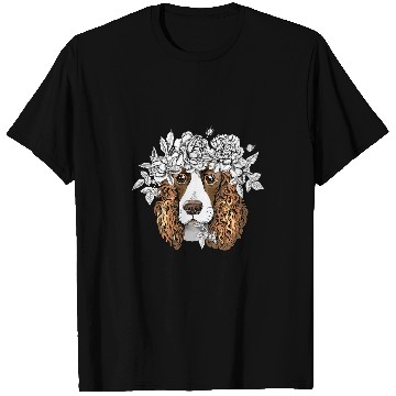 Discover Dog Cocker Spaniel Cute Spaniel dog in a flower head wreath Cocker Spaniel T-Shirts