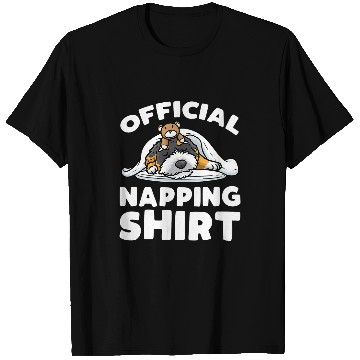 Discover Napping Bernedoodle Dog With Stuffed Animal Sleeping T-Shirts