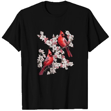 Discover Beautiful Red Cardinal Birds Winter Scene Christmas Pajama T-Shirts