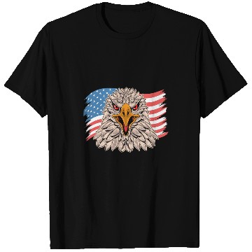 Discover Bald Eagle In Front Of A American Flag T-Shirts