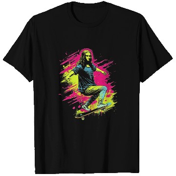 Discover Funny Mona Lisa Skateboarding Cool Retro Y2K EDM 6 T-Shirts