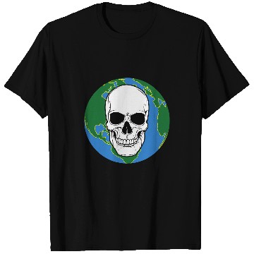 Discover Skeletons Skulls Planet Earth Background with Skull T-Shirts