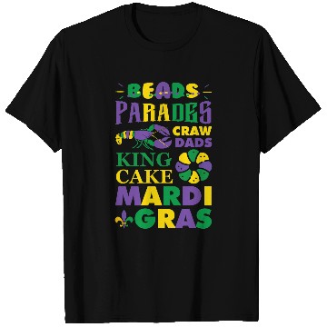 Discover Beads Parade Craw Dads King Cake Mardi Gras Party Fun T-Shirts