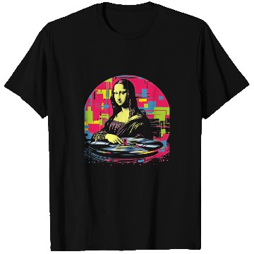 Discover Funny Mona Lisa Cool Retro Y2K EDM Mona Lisa DJ 5 T-Shirts