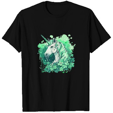 Discover Fantasy Green Clovers Unicorns Design For St Patricks Day T-Shirts