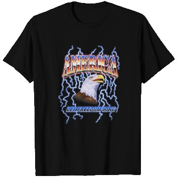 Discover American Bald Eagle Let Freedom Ring Lightning Bolt T-Shirts