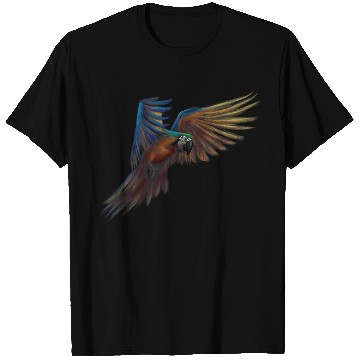 Discover Blue Yellow Macaw Flight Hand Drawn Style T-Shirts