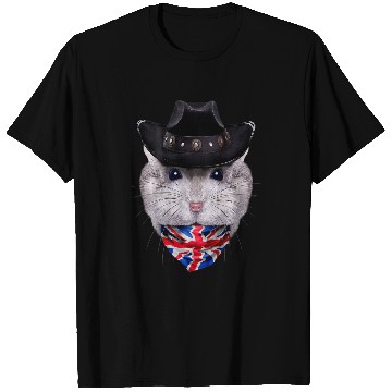 Discover Grey Dwarf Hamster in Cowboy Hat and Union Jack Bandana T-Shirts